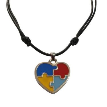 Imagem de Colar Autismo Coração Inclusão Respeito Ajustável 80cm - Perfeição