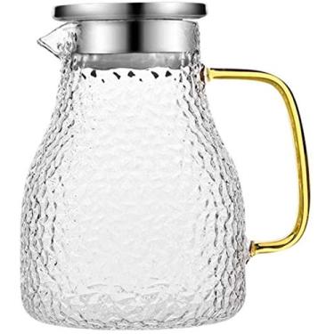 Imagem de CHAIODENGZI Jarra de vidro de borossilicato resistente ao calor com alça de cristal e tampa de aço inoxidável para chá gelado e suco resistente ao calor/produto