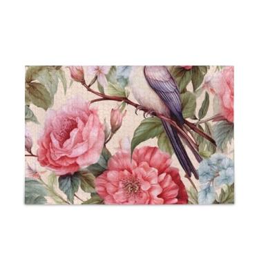 Imagem de WELLDAY Quebra-cabeça jardim pássaros 1000 peças grande jogo de arte para adultos adolescentes