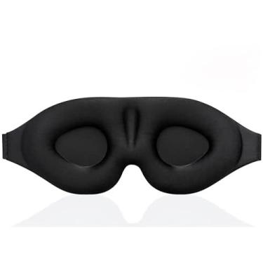 Imagem de Máscaras de dormir blackout para mulheres e homens máscara para dormir com pressão zero nos olhos - design ergonômico com faixa elástica ajustável para descanso de sono - preta