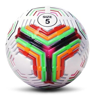 Imagem de Champhox Bola de futebol tamanho 5, couro PU impermeável de longa duração, bola oficial com bomba e agulhas
