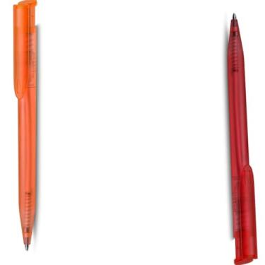 Imagem de Caneta Esferográfica Retrátil com Touch Screen, Azul, Corpo Plástico Cilíndrico, Grip Emborrachado, Ponta Fina 0.7mm, para Escrita em Papel, Moderna (Laranja e Vermelho)