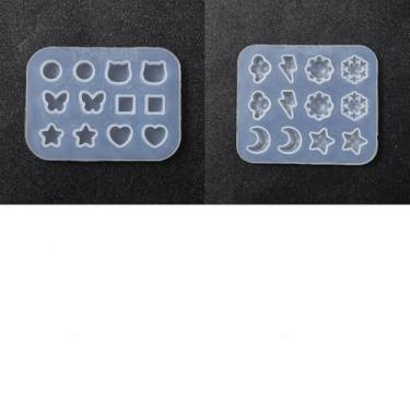 Imagem de 4 peças de moldes de silicone, estrela, lua, borboleta, resina, molde de joias para pingente faça você mesmo, colar, chaveiros, fabricação de joias