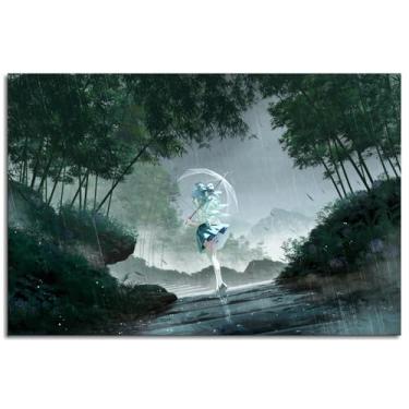 Imagem de Anime Girls Wall Art Floresta Impressão em Tela Pôster Inteiro Para Casa Conjunto de 1 Decorações Noframed 30.5 cm x 20.3 cm