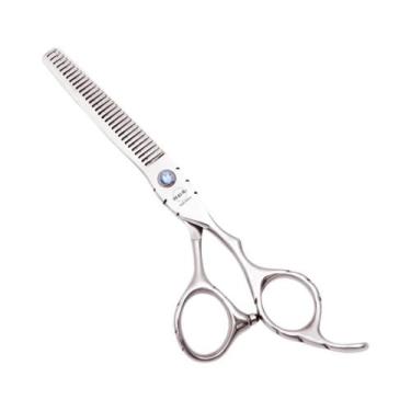 Imagem de Tesoura Profissional De Cabeleireiro Vermelha 55cm 6cm Para Desbaste E