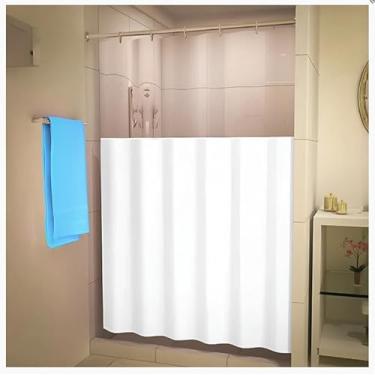 Imagem de Cortina de Box em Vinil com Visor 1,38m x 1,98m – PVC Antimofo, Acompanha Ganchos, Alta Durabilidade (Branco)