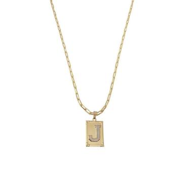 Imagem de Cordão 60Cm Masculino Feminino Pingente Letra J Banhado Ouro