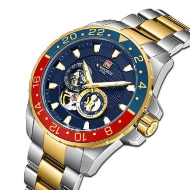 Imagem de Relógio De Pulso Masculino Mecânico Automático Casual Aço Inoxidável 10atm Azul