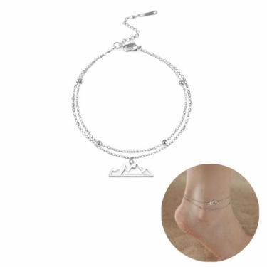 Imagem de Tornozeleira Pulseira Minimalista Garota Aço Inoxidável Tendência Esti