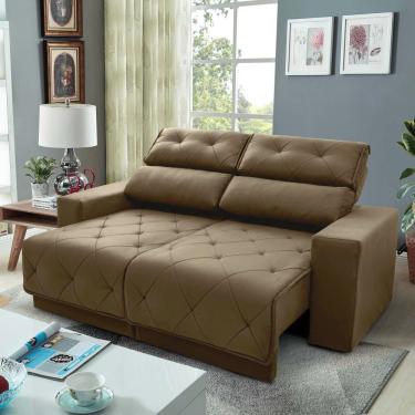 Imagem de Sofá Retrátil Reclinável Belga 1,80m Suede Velut Bege Molas No Assento