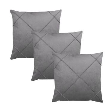 Imagem de Kit 3 Capas para Almofada Drapeada em Veludo Quadrada 60x60 Várias Cor