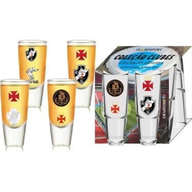 Imagem de Jogo 4 Copos Shot Dose Tequila Copinhos Cachaça Vasco 60ml - Globimpor