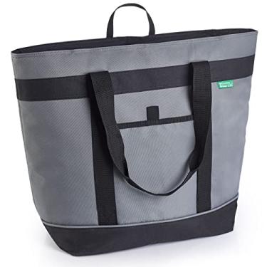 Imagem de Bolsa térmica jumbo (cinza) com isolamento térmico de espuma HD. O refrigerador macio de qualidade premium de 30 latas faz uma bolsa de mercearia isolada perfeita, bolsa de entrega