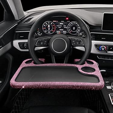 Imagem de Bandeja para volante de carro, bandeja universal para volante de mesa, suporte para laptop (Diamante rosa)
