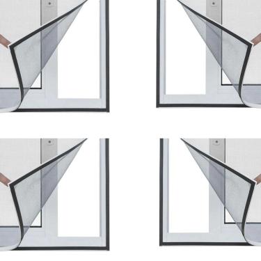 Imagem de Tela Cortina Mosquiteiro Ima Janela Magnetico Kit 4 Und Dengue Facil Instalação Proteçao