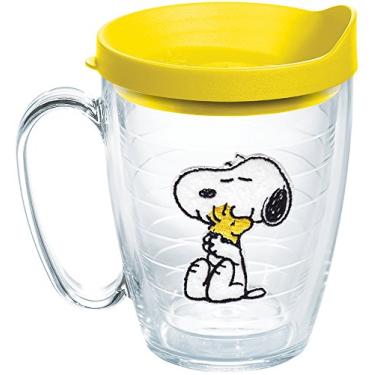 Imagem de Tervis Peanuts Best Buddies Collection Snoopy Woodstock House Made in USA Copo de viagem com isolamento de parede dupla mantém as bebidas frias e quentes, caneca de 473 ml, feltro