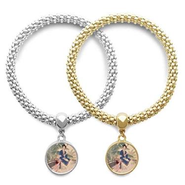 Imagem de DIYthinker Pingente de flor de folha, branco, azul, rosa, para amantes de roupas, pingente, joia para presente de casal