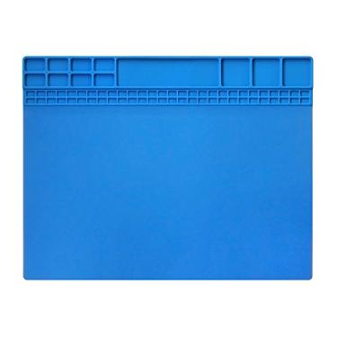 Imagem de (Large, Blue) - Large Soldering Mat/Pad Silicone Heat Resistant Mat 932CF Hot Air Rework Mat/Pad Repair Mat for iPad,iPhone,Circuit board and other Electronics Repairing 40cm x 30cm (Blue)
