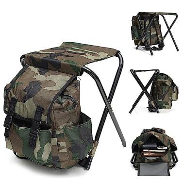 Imagem de Mochalight Mochila e Cadeira Dobrável Portátil para Montanhismo, Cadeira de Pesca Dobrável com Cushion Oxford, 100 kg de Carga Máxima, para Acampamento, Caminhadas, Viagens