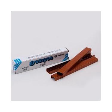 Imagem de Grampo 26/6 Cobreado Caixa Com 1000 Unidades Bacchi