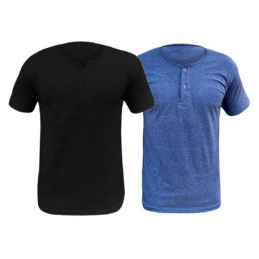 Imagem de Kit 2 Camiseta Henley Masculina Camisa Botões Gola Portuguesa Premium 