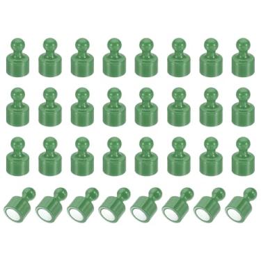 Imagem de PATIKIL 32 peças de pinos de ímãs, 0,8 x 0,5 ímãs fortes de geladeira quadro branco magnético tachinhas decorativas para geladeira Locker calendário escritório, verde