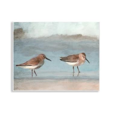 Imagem de Stupell Industries Design artístico de placa de parede Little Two Sandpiper Pair por Kim Allen, 14 x 11
