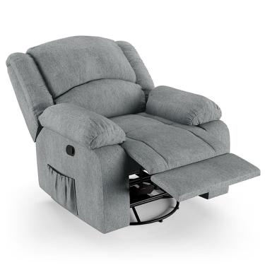 Imagem de Poltrona Do Papai Reclinável Pietra Glider Giratória Usb Fh9 Linho Cinza - Mpozenato