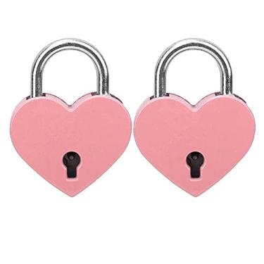 Imagem de Pssopp Cadeado Em Forma de Coração, Mini Cadeado de Metal Com Chaves, Decorativo para Armazenamento de Diário de Caixa de Joias, Ideal para Presentes de Casamento de Festa de Aniversário (Rosa)