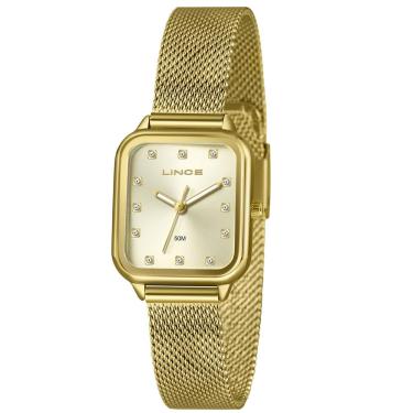 Imagem de Relógio Lince Feminino Ref: Lqgh253l26 C1kx Retangular Mesh Dourado