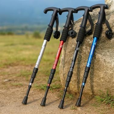 Imagem de BENGALA RETRATIL BASTAO IDOSO CAMINHADA TRILHA AJUSTAVEL ALUMINIO 110CM MULTIFUNCIONAL ESCALADA PRATICA