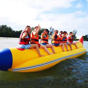 Imagem de LMJYU Barco banana inflável, jet ski, reboque de banana boat, reboque de jet ski, surf, equipamento de diversão, jogos aquáticos de surf e equitação, 6 pessoas