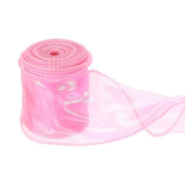 Imagem de PATIKIL Fita de chiffon com fio de 6 cm x 10 metros, fita de organza transparente com fio de cauda de peixe fitas de presente para artesanato embrulho de presente buquê floral, rosa