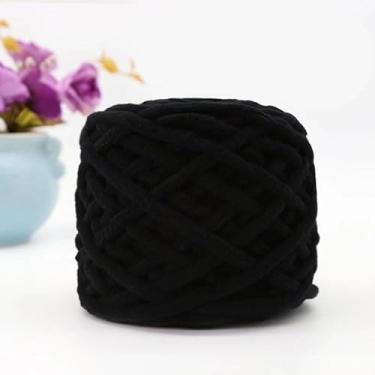 Imagem de 1 fio grosso para tricô à mão, fio grosso de chenille, fios grandes e grossos para crochê, fios de manta de malha super volumosos, (25 metros cada novelo), creme (preto)