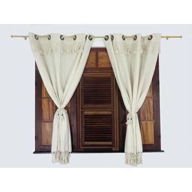 Imagem de Cortina Para Janela Tecido 100% Algodão 2 Folhas 1,80x2,60 - ArtesãoNa