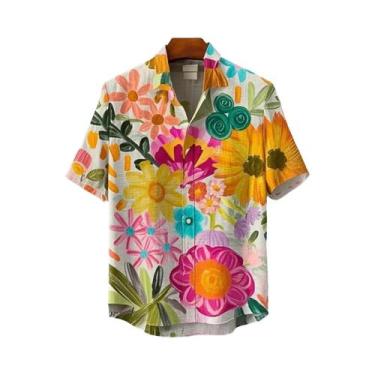 Imagem de Camisa De Linho Com Estampa Floral Verão 2025 Para Homens E Mulheres C