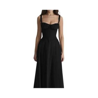 Imagem de Vestido Longo Floral De Verão Para Mulheres Com Alças Ajustáveis, Midi