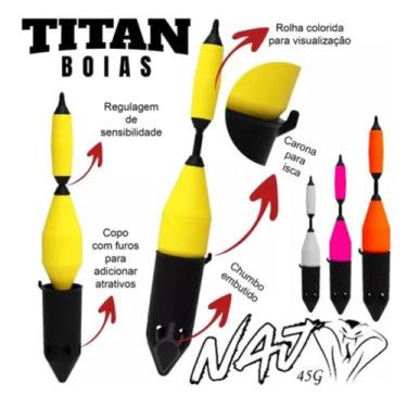 Imagem de Kiit 2 Boia Torpedo 53g Titan Boias Pesqueiro