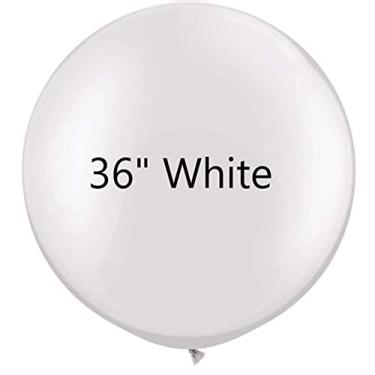 Imagem de Balão de látex branco de 91,44 cm grande redondo para decorações de festa de casamento, 6 peças