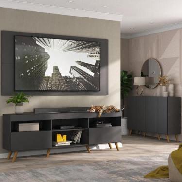 Imagem de Conjunto Sala de Estar Rack + Painel TV 65" e Aparador Retrô Sofia Mul
