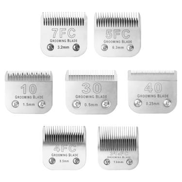 Imagem de MEMIRY Tamanho 10+30+40+7FC+5FC+4F+3-3/4FC Lâminas removíveis de cuidados para cães, compatível com Andis, Oster A5, Wahl KM10 Series Clippers, comprimento de corte 0,25 mm-13 mm, prata