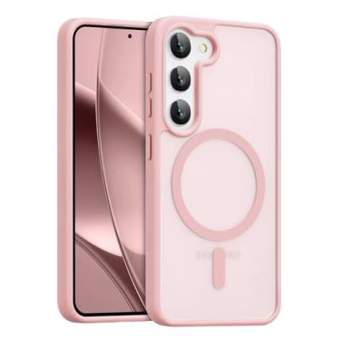 Imagem de RALEAVO Capa magnética forte para Samsung Galaxy S23 [compatível com Magsafe] Capa protetora fina à prova de choque para celular S23 com traseira rígida translúcida, rosa