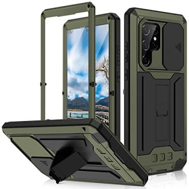 Imagem de MIYI Capa para Samsung Galaxy S22 Ultra 5G, capa rígida de alumínio ao ar livre Gorilla Glass à prova de choque militar resistente resistente capa rígida verde, S22 Ultra-Ⅱ
