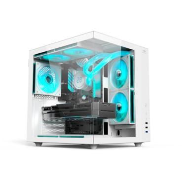 Imagem de Gabinete AQUARIUS Gamer C3Tech MT-G920WH, Branco, Frontal e lateral de vidro temperado, USB 2.0 e 3.0, Conector P2 para Audio e para Microfone, Filtro anti poeira