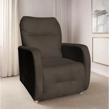 Imagem de Poltrona Para Extensão De Cílios Reclinável Suede Imperio Moderno Marrom
