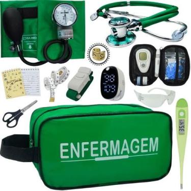 Imagem de Kit Enfermagem Aparelho de Pressão Estetoscópio Medidor Glicose Comple