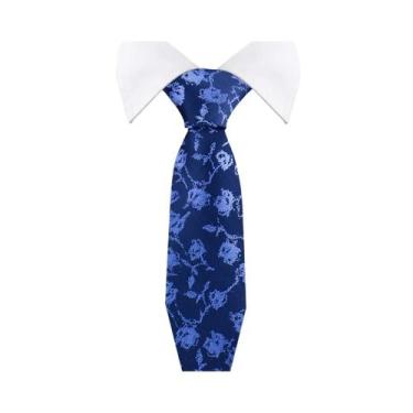 Imagem de Gravata Masculina Slim Paisley De 36 Cores, Luxuosa, Azul Vintage, Par