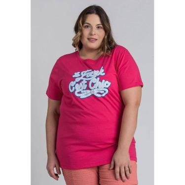 Imagem de T-shirt Feminina Plus Size Malha Algodão Estampada "Le Freak C`est Chic" - Serena