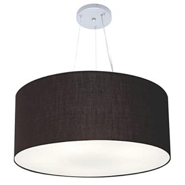 Imagem de Lustre Pendente Cilíndrico Cúpula Tecido 70x30 cm, Vivare Iluminação, Pendente4135 PR, Preto, Grande