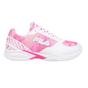 Imagem de Fila Tênis feminino Volley Zone Tie Dye Pickleball rosa glo/branco/prata metálico, rosa, 36